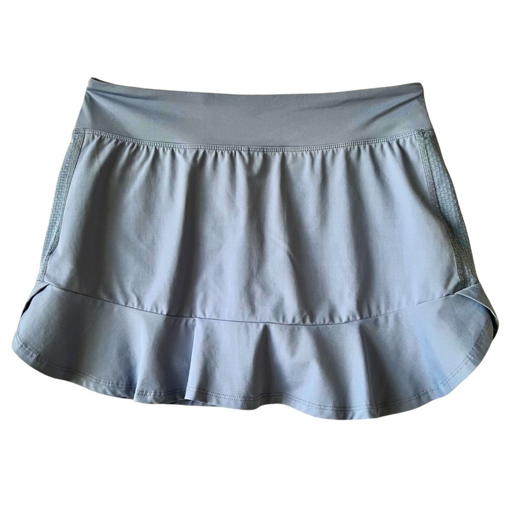Lija (Small - EUC] 12” blue tennis skirt with ruffle bottom, attached shorties - Picture 6 of 8